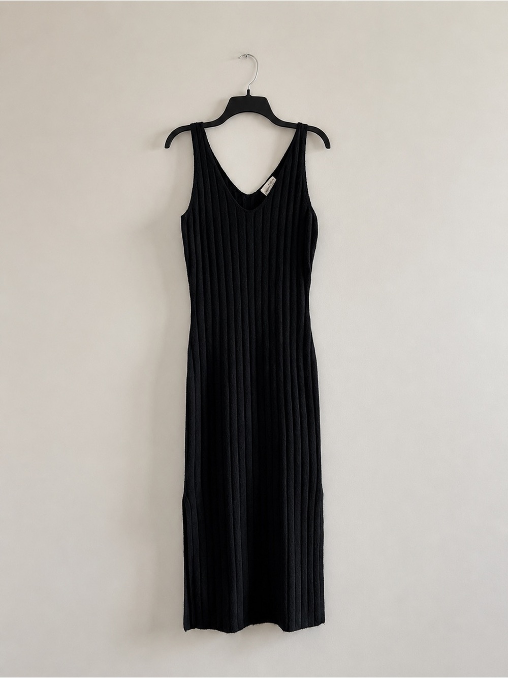 Universal Thread Maxi Dress Black Sleeveless Ribbed Knit XS Minimalist Classic